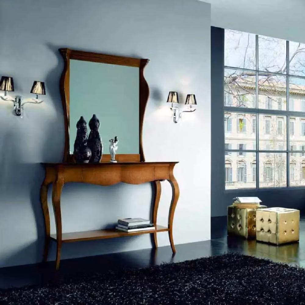 Consolle sagomata con 3 cassetti in legno massello Mobili 2G colore noce L: 165 cm, P: 45 cm, H: 100 cm – 3