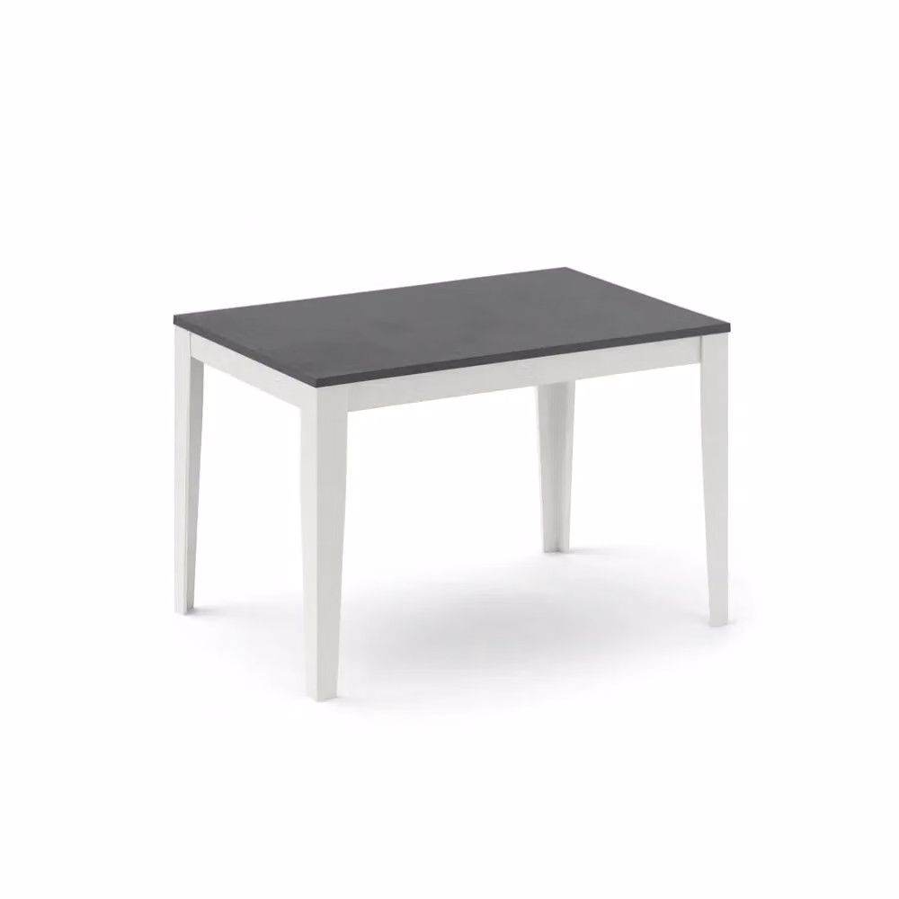 Tavolo da pranzo allungabile Moon Duzzle effetto cemento grigio e bianco, design moderno rettangolare con struttura in metallo, L/P/H: 130-290 x 80 x 76 cm – 2