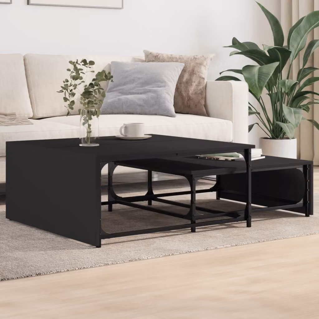 Maison Exclusive - Set di 2 tavolini in legno nero e metallo