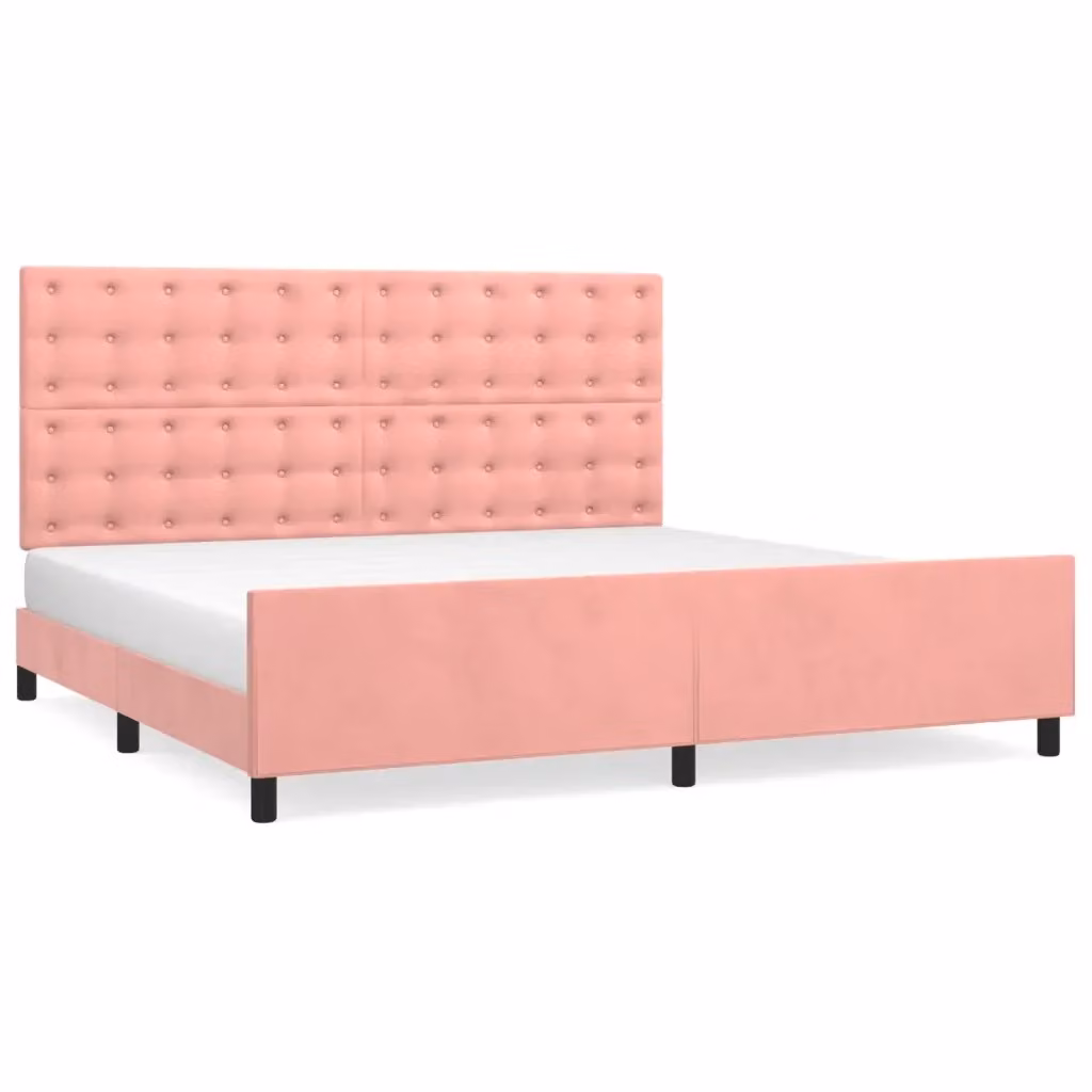 Giroletto con Testiera vidaXL in Velluto Rosa L/P: 200 x 200 cm – 2