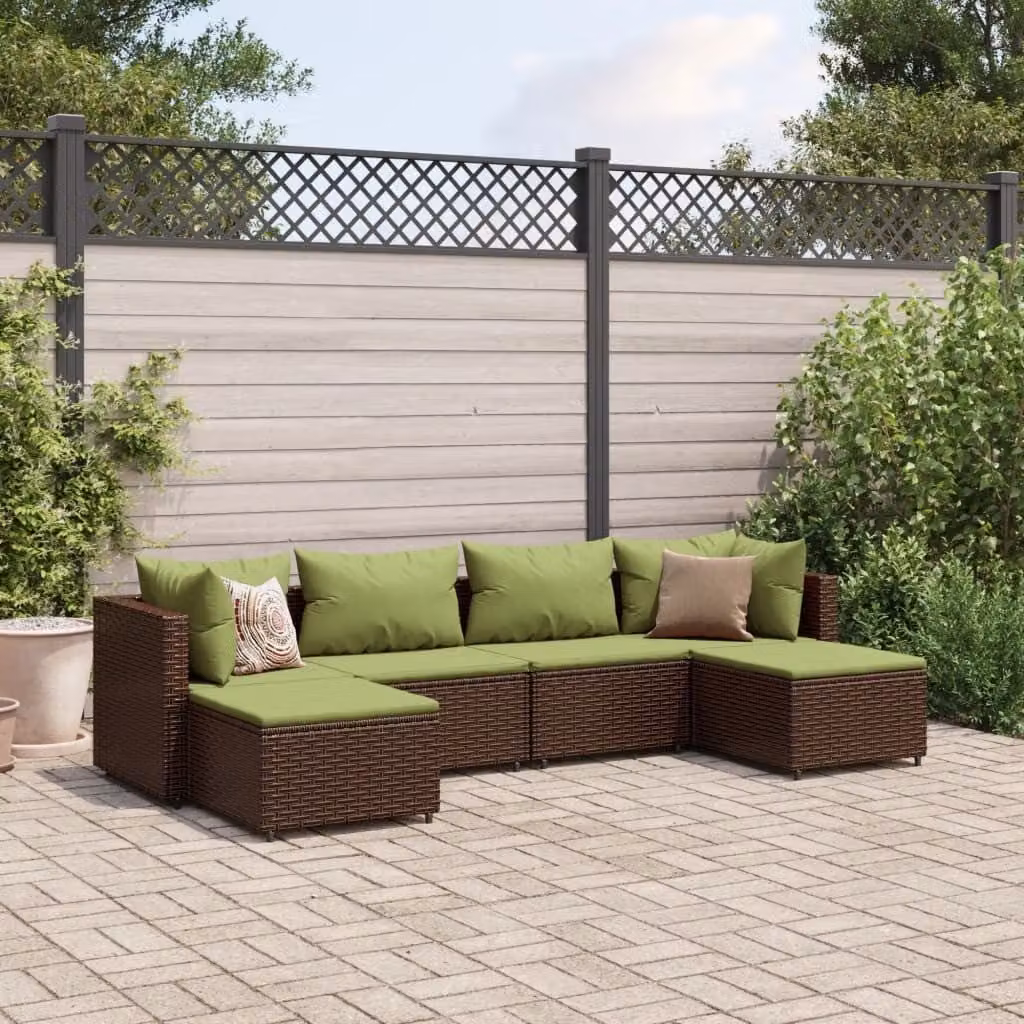 Maison Exclusive - Set da giardino 6 pezzi con cuscini Marrone Poly Rattan
