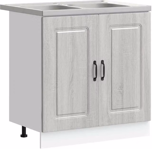 Mobile base da cucina moderno HELLOSHOP26 in legno composito grigio, L: 80 cm, P: 46 cm, H: 81,5 cm