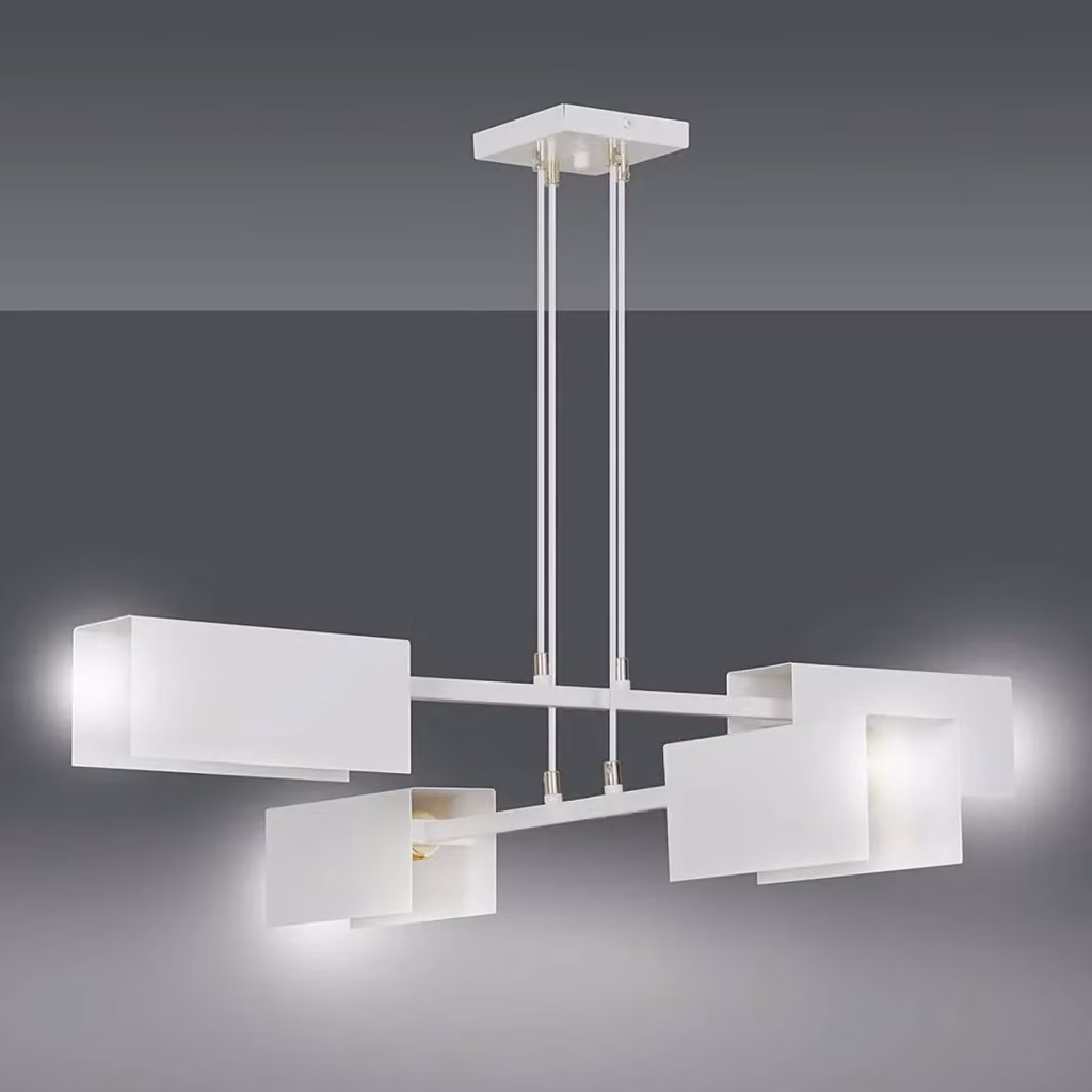 Lampadario Minimal Raiden Luceart-Classic in Acciaio Bianco con 4 Luci E27 – 2
