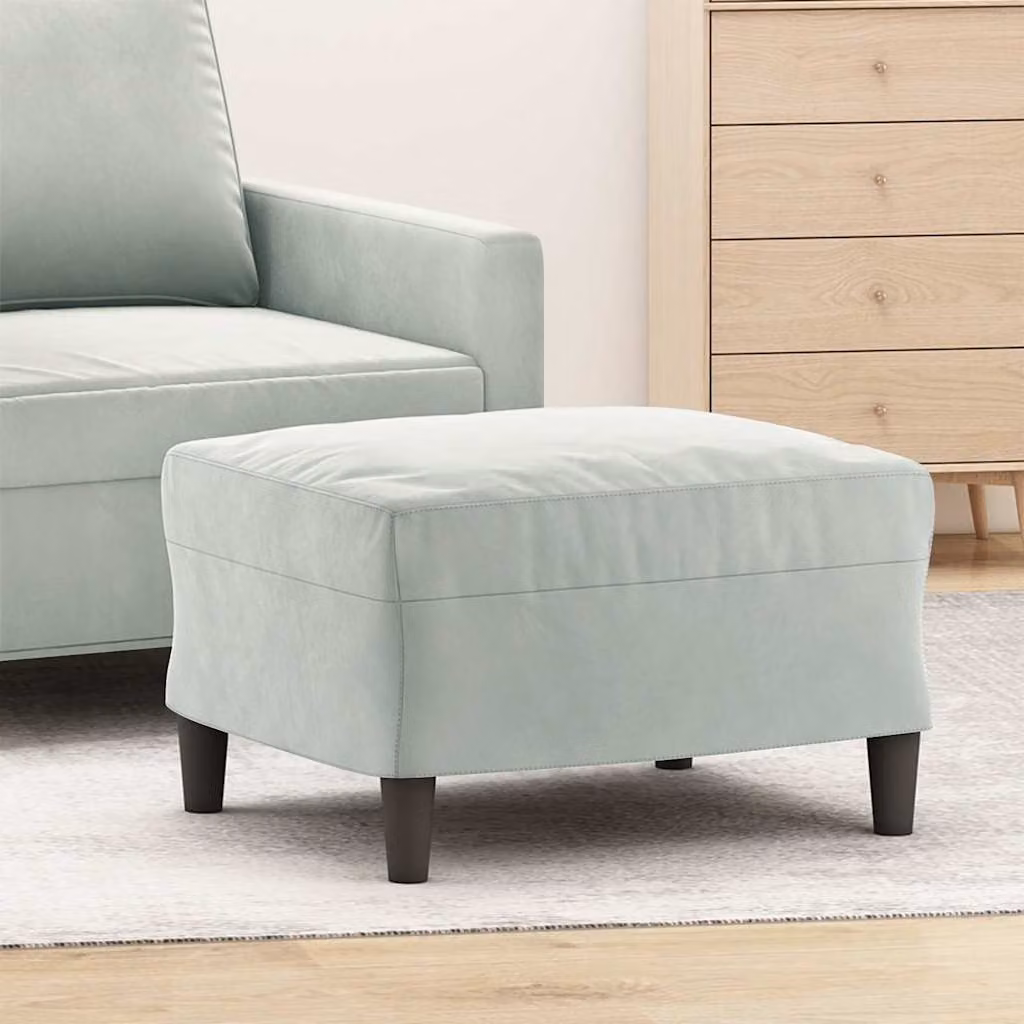 Poggiapiedi vidaXL in Velluto Grigio con Struttura in Legno L: 60 cm, P: 50 cm, H: 41 cm