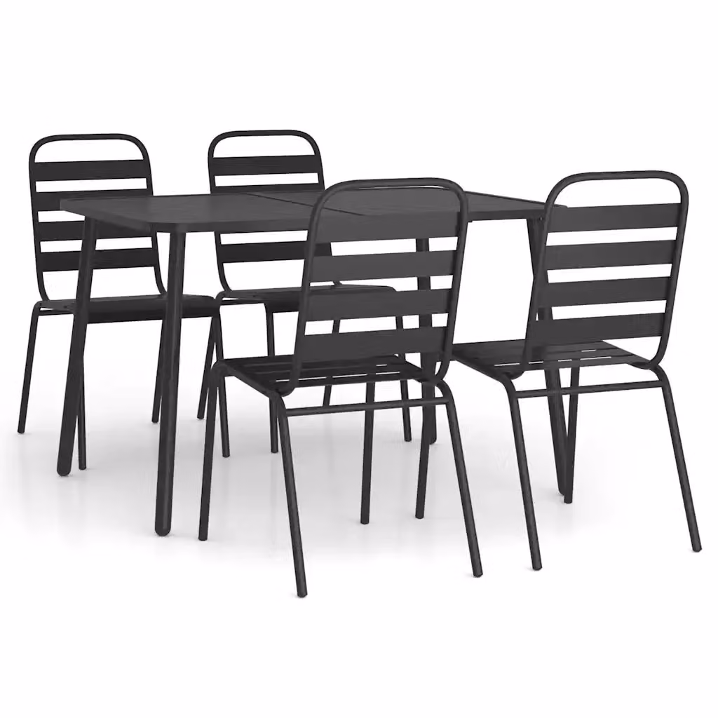 Set da pranzo da giardino moderno vidaXL in acciaio antracite opaco, 5 pezzi – 2