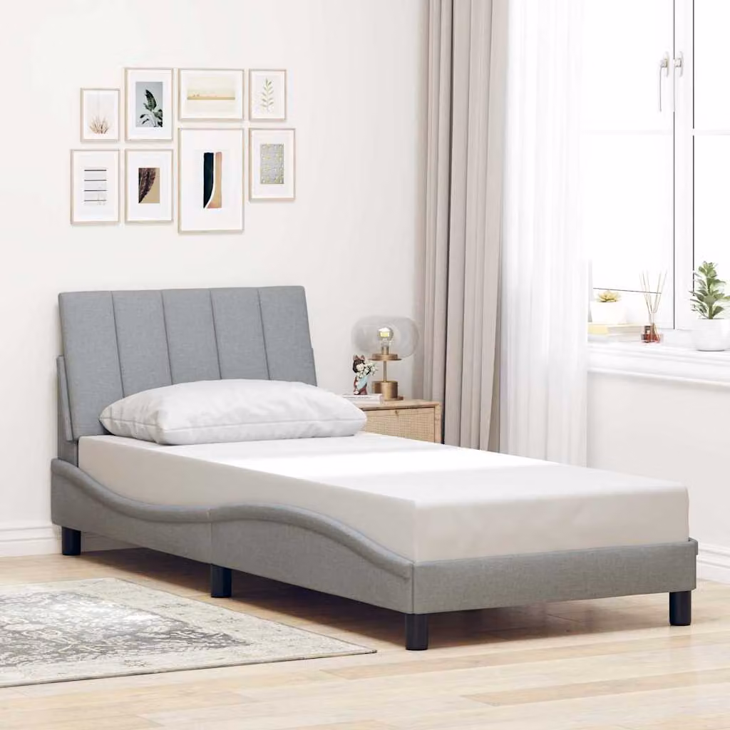 vidaXL Giroletto senza Materasso Hanko Grigio Chiaro in Tessuto 80x200 cm – 1