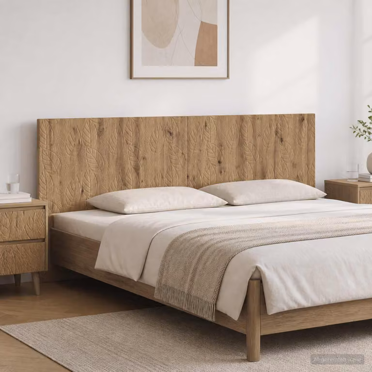 Testiera da muro vidaXL DELFT in legno ingegnerizzato color rovere marrone con mensola integrata e scomparti laterali