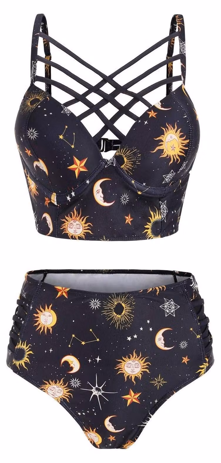 Elzusha - Tankini a vita alta con motivo a stelle