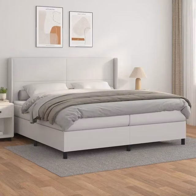Letto a molle con materasso bianco in similpelle vidaXL L/P/H: 203 x 200 x 128 cm – 1