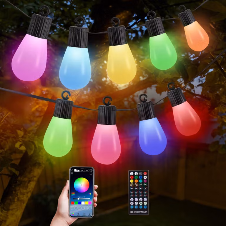 Catena luminosa con 50 LED, lunghezza 30 metri, con telecomando e timer controllabile tramite app