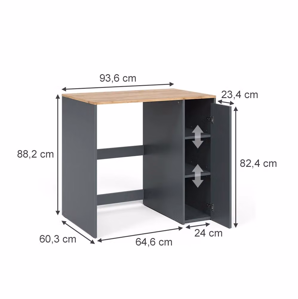 Mobiletto per lavatrice Viktor Vicco Antracite e Rovere con scomparti e ante, L: 93.6 cm, H: 88.2 cm – 2