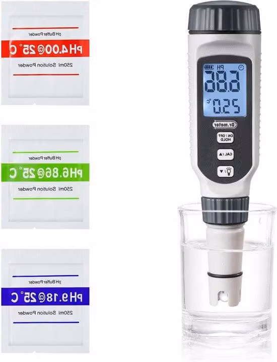 Misuratore digitale di pH con risoluzione di ± 0,01, intervallo di misurazione 0-14, display LCD a colori per vasche idromassaggio, piscine, acquari, vasche e laghetti