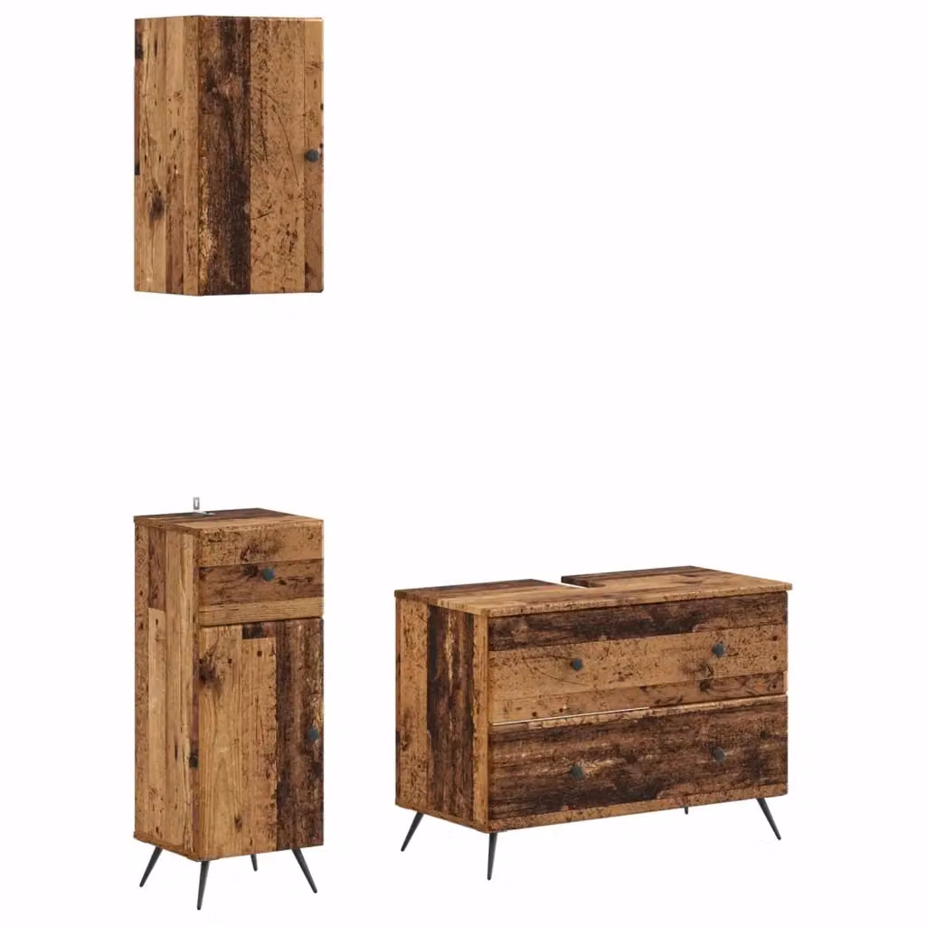 Set di mobili da bagno moderno vidaXL in legno marrone composto da mobile lavabo e pensili a parete – 2