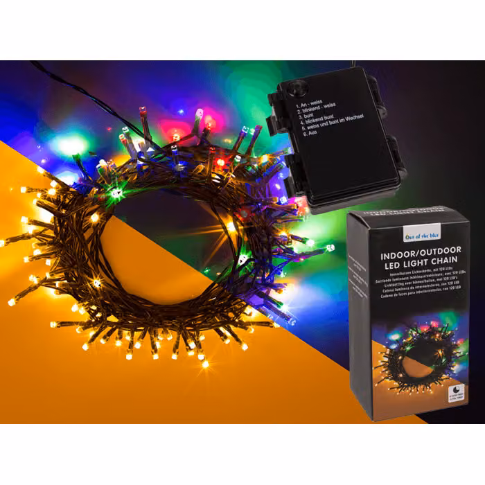 Catena luminosa a LED blu 120 LED alimentata a batteria