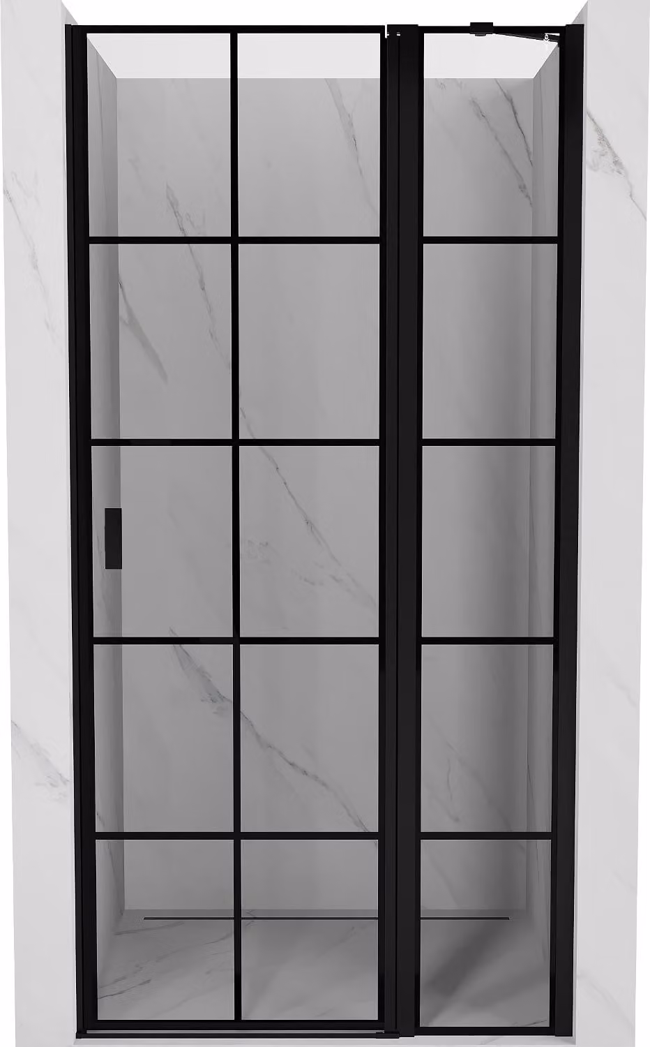 Mexen Mist porta doccia a battente destra 110 cm, griglia nera, nero - 8A4-110-000-70-77-P