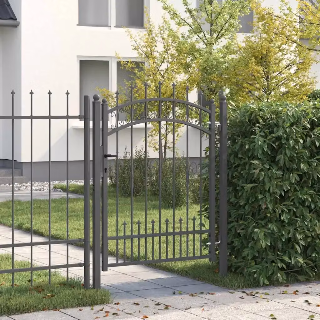 Cancello singolo in acciaio con punta a lancia KAMPEN Grigio L: 103 cm, H: 175 cm CFW1218859 – 2
