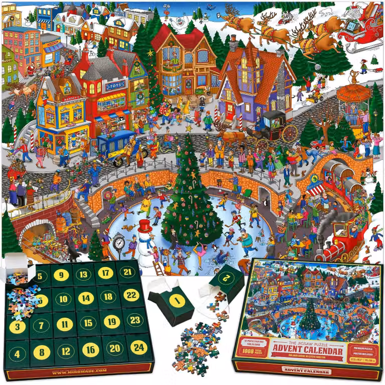 Calendario dell'Avvento con puzzle - 24 confezioni, ogni confezione contiene 1008 pezzi - Multicolore