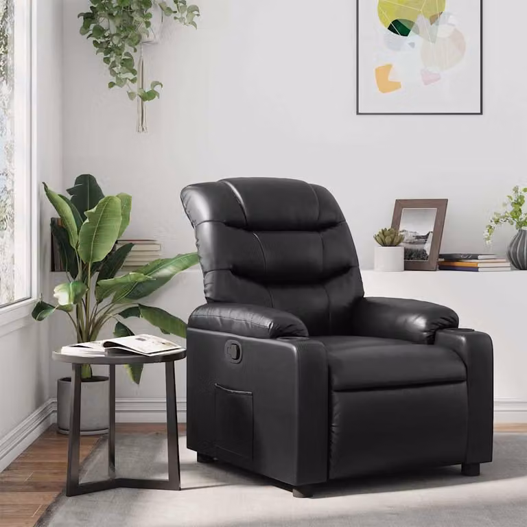 Poltrona Reclinabile Relax vidaXL in Similpelle Nera con Braccioli e Regolazione Manuale