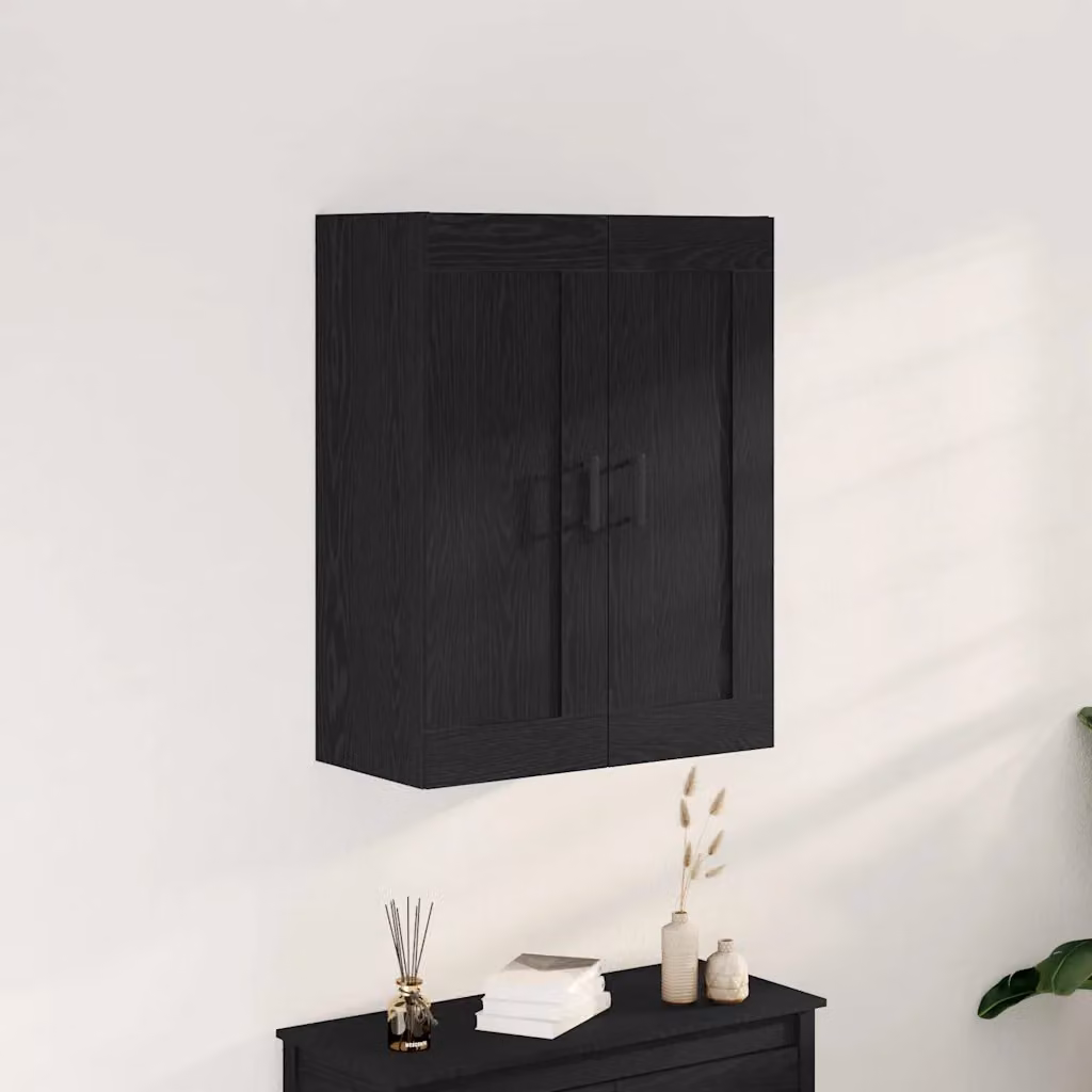 Mobile a muro vidaXL moderno in rovere nero con ante a battente e ripiani interni L: 69,5 cm, P: 34 cm, H: 90 cm