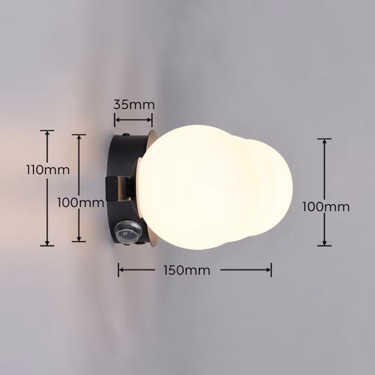 Trio Lighting Applique da parete Alfio, Nero, Bagno, Metallo, Moderno, Applique