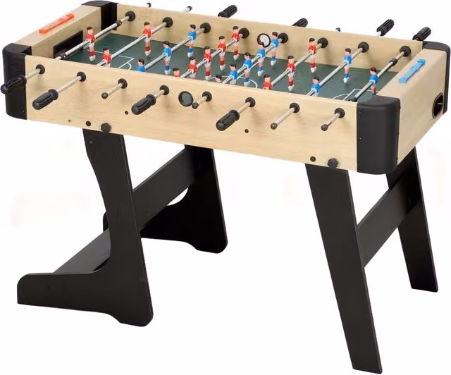 Calcio Balilla Pieghevole Giordanoshop con Impugnature Antiscivolo, 2 Palline e Segnapunti, Verde e Legno, L: 118 cm, P: 72 cm, H: 78 cm – 1