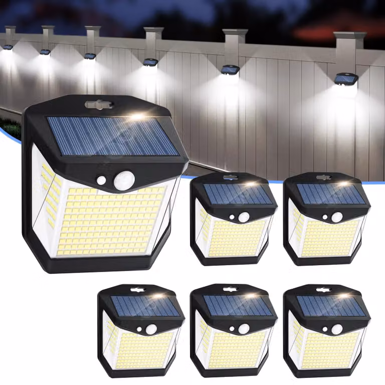 Lampada solare con sensore di movimento, 248 LED, confezione da 6, grado di protezione IP65