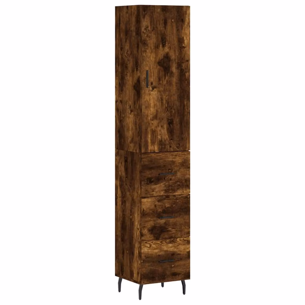 Credenza Rovere Fumo 34,5x34x180 cm in Legno Multistrato