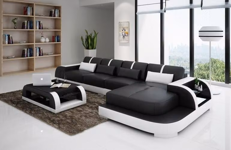 Ecksofa Sofa Couch Polster Wohnlandschaft Polsterecke Designsofa Ledersofa LubyS