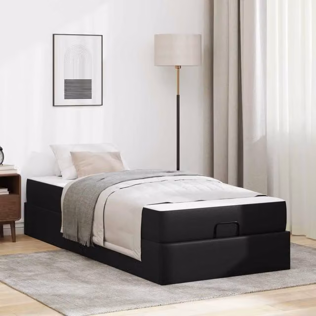 Struttura letto con materasso Altro 2 pz Nero PVC 3399401