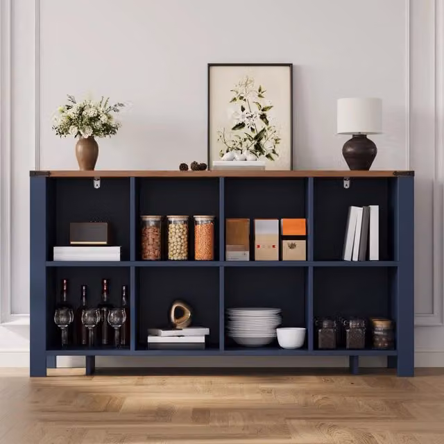 Mobile con 8 scomparti, ripiano organizer orizzontale per cucina, soggiorno e sala da pranzo, 140 x 34 x 75 cm