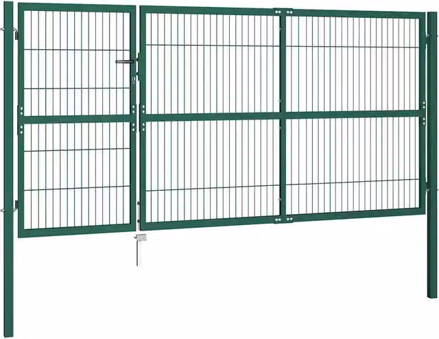 Cancello per Recinzione da Giardino con Pali 350x140 cm Verde 142571