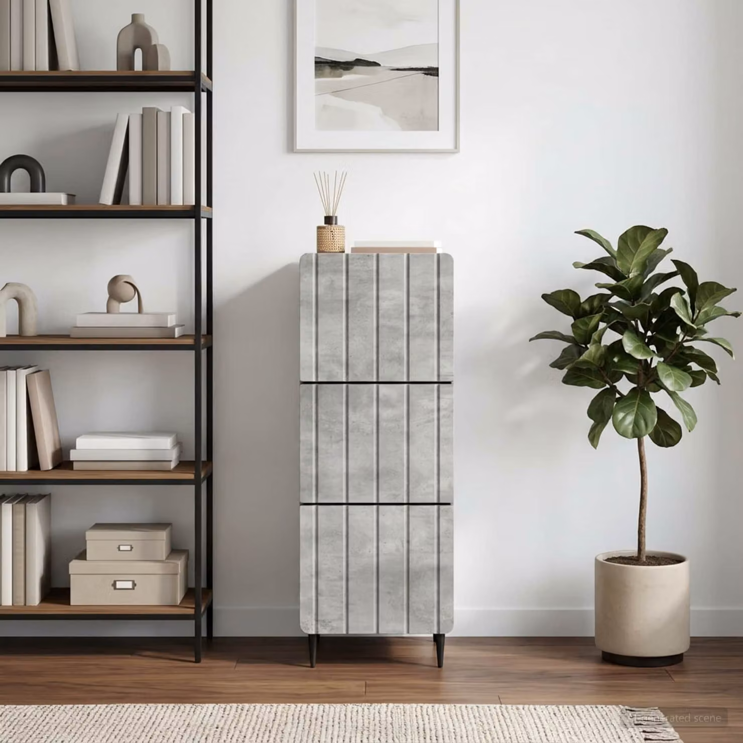 Carrello mobile con cassetti vidaXL in legno ingegnerizzato e metallo, grigio, L 33 cm x P 34,5 cm x H 92 cm