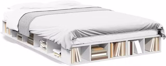 Letto matrimoniale | Letto per adulti | Giroletto Bianco 120x200 cm in Legno Multistrato