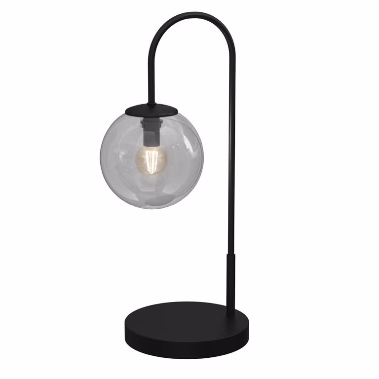 Cambridge lampada da tavolo a sfera in vetro nero trasparente 1xE14 15W Luminex