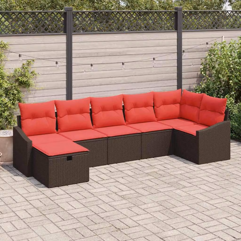 Maison Exclusive - Set divani con cuscini con contenitore Marrone Poly-rattan