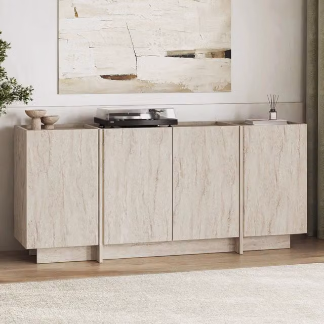 Madia Nolona, Credenza 4 Ripiani, 180x45x80h cm Beige Marmo
