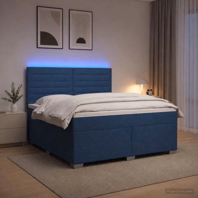 Letto box spring con materasso Blu 140 x 200 cm Tessuto 3454886