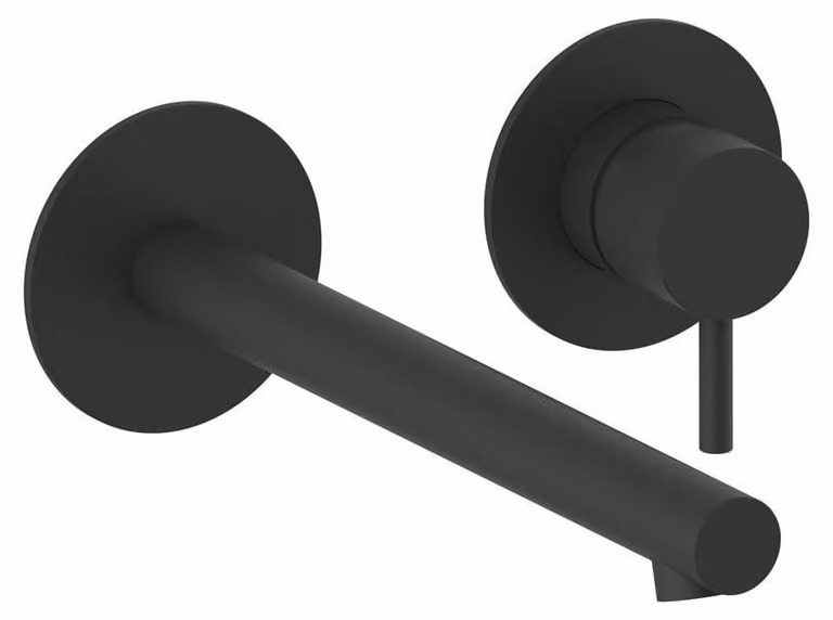 Herzbach SIRO BLACK Set di rubinetteria da lavabo a parete, 240 mm, nero opaco