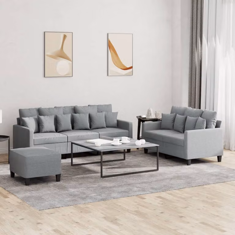 Maison Exclusive - Set divano 3 pezzi con cuscini in tessuto grigio chiaro