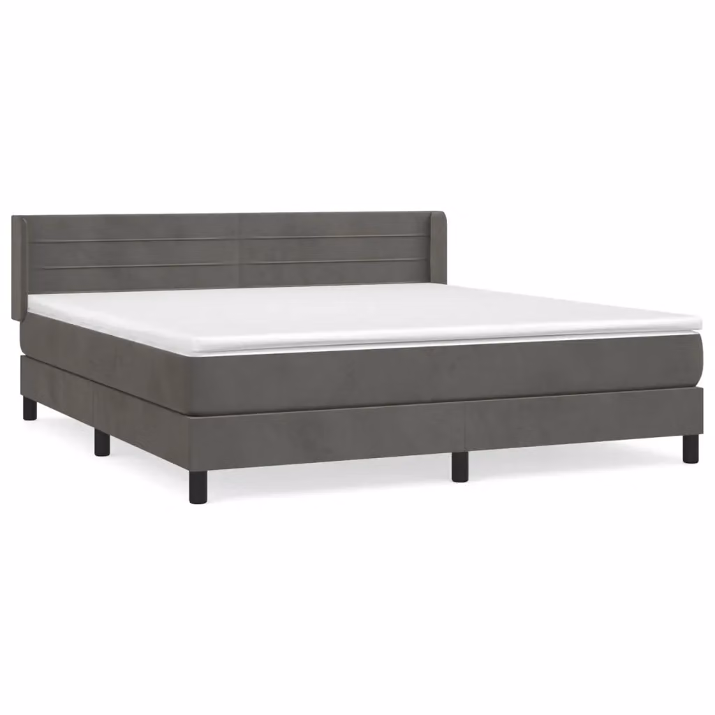vidaXL Giroletto a Molle con Materasso in Velluto Grigio L/P/H: 180 x 200 x 88 cm – 2