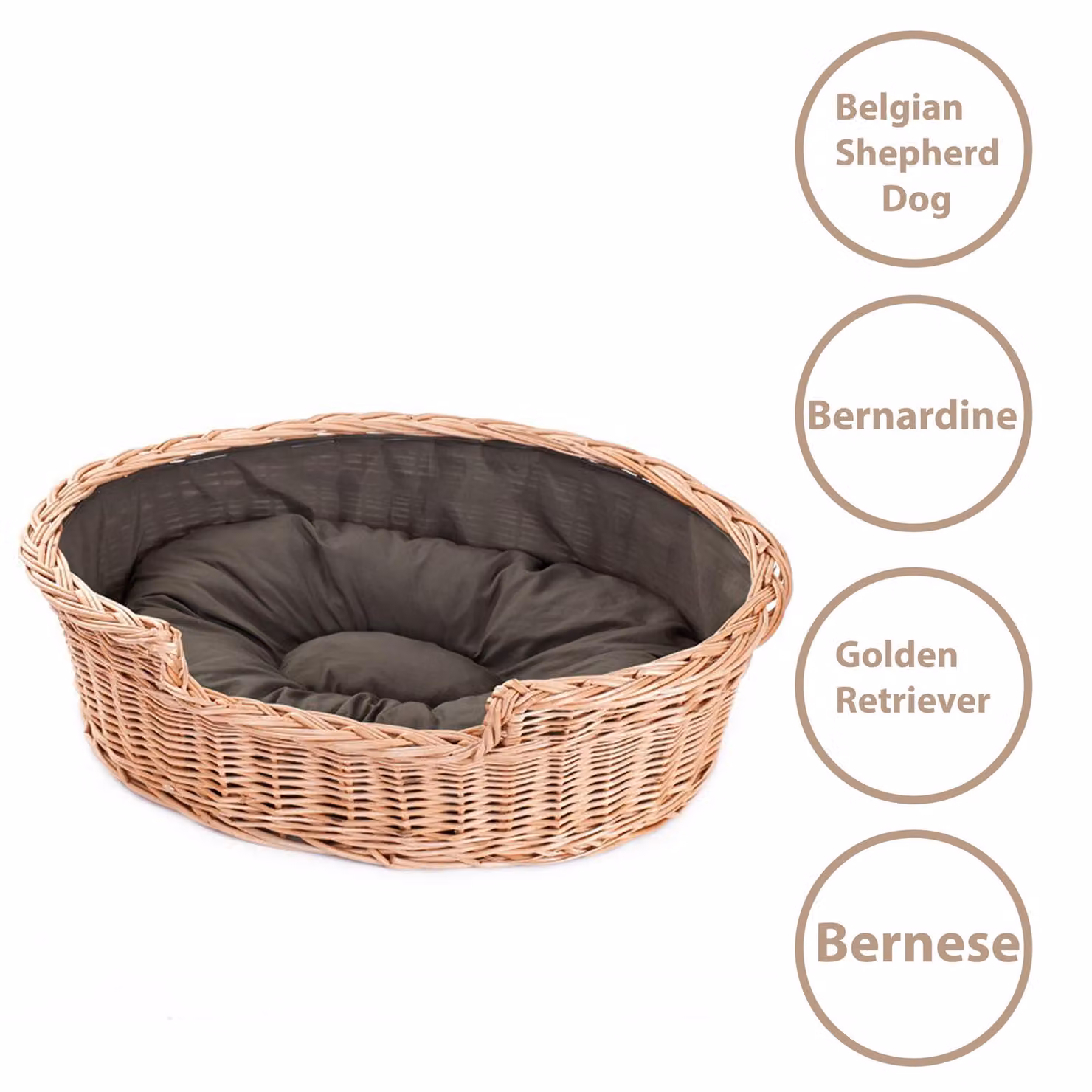 Cestino per cani in vimini ovale con cuscino 100X75 H27 CM