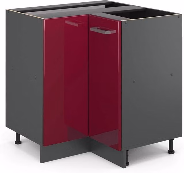 Mobile ad angolo cucina Vicco R-Line Rosso lucido e Antracite senza piano di lavoro L: 75.6 cm