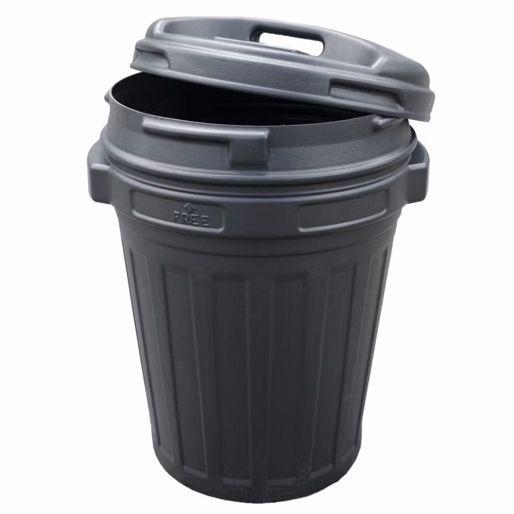 Bidone Con Coperchio A Vite Lt.70 - lt.70 colore grigio/nero