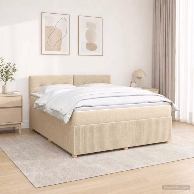 Letto box spring con materasso Crema 160 x 200 cm Tessuto 3452972