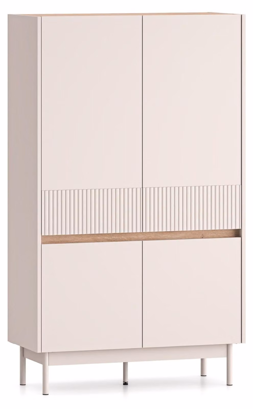 Selsey Dunea – Credenza alta a 4 ante, grigio cashmere/effetto legno di quercia, 92 cm