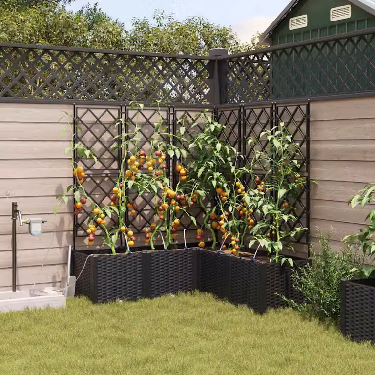 Set di 5 vasi da giardino vidaXL in plastica neri L/P/H: 120 x 120 x 142 cm