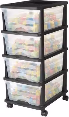 Carrello portaoggetti VEVOR in plastica trasparente con 4 cassetti su ruote per ufficio e laboratorio