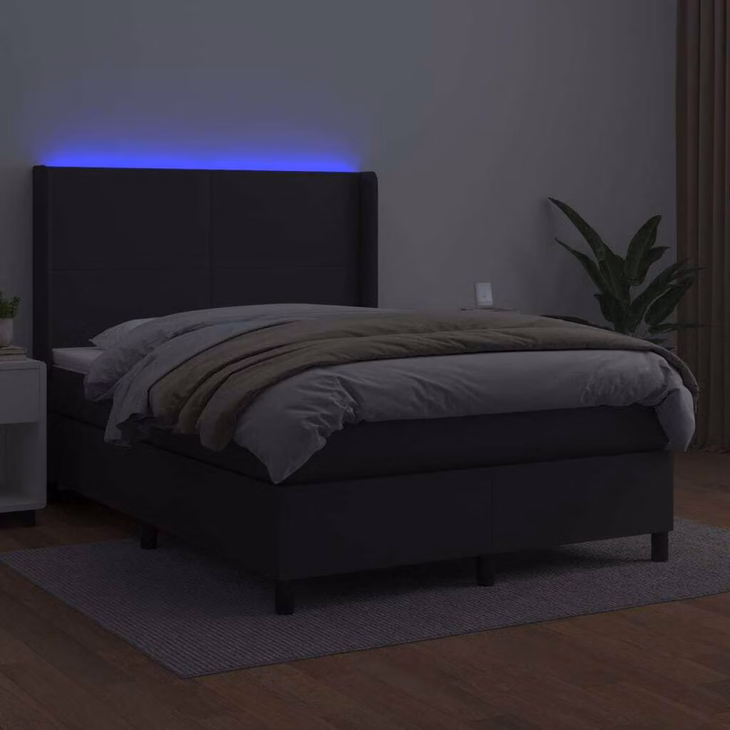 Maison Exclusive - Giroletto a Molle con Materasso e LED Nero 140x190cm Pelle finta
