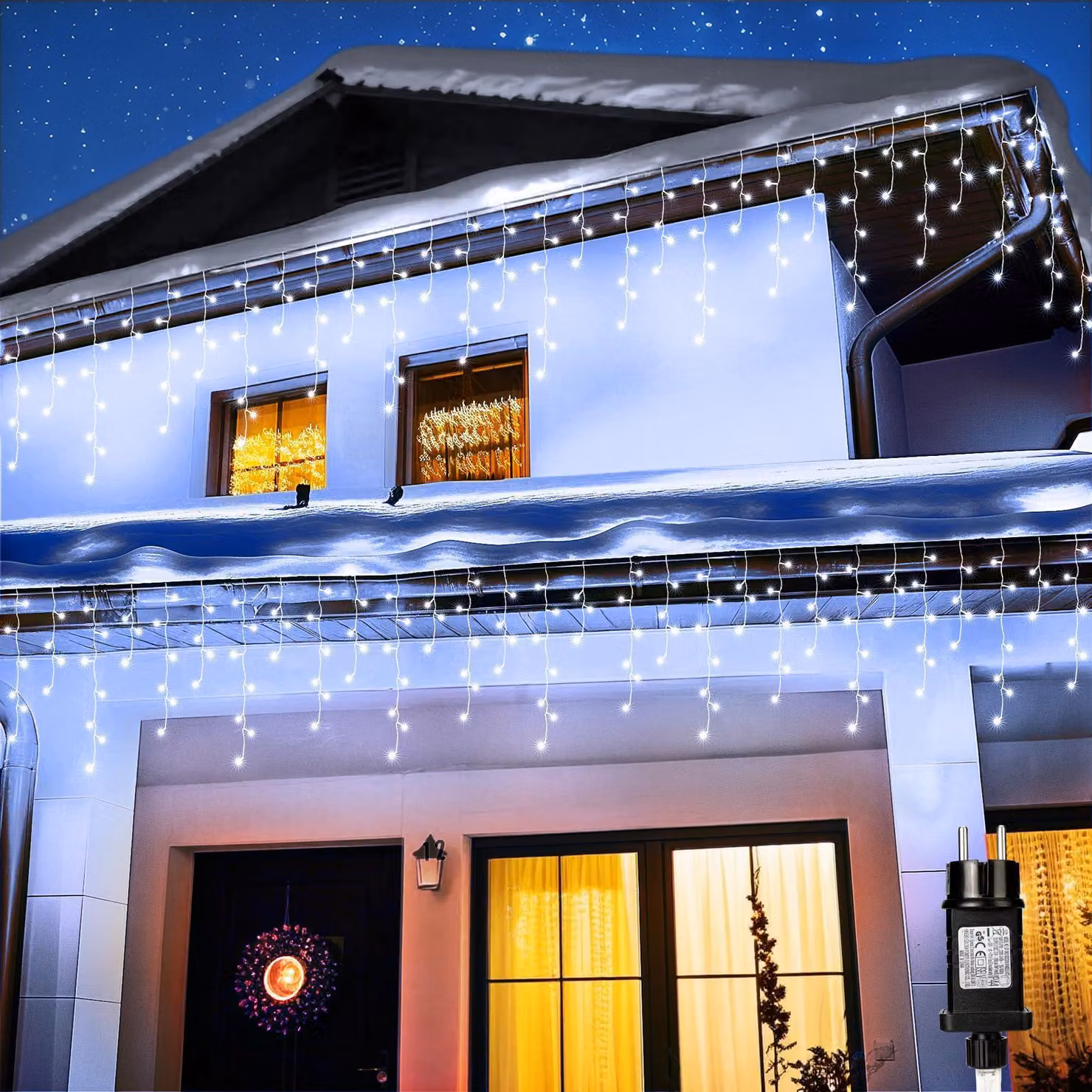 Tenda luminosa con 1000 LED, lunghezza 35 metri, luce bianca fredda, 8 modalità, impermeabile, per interni ed esterni