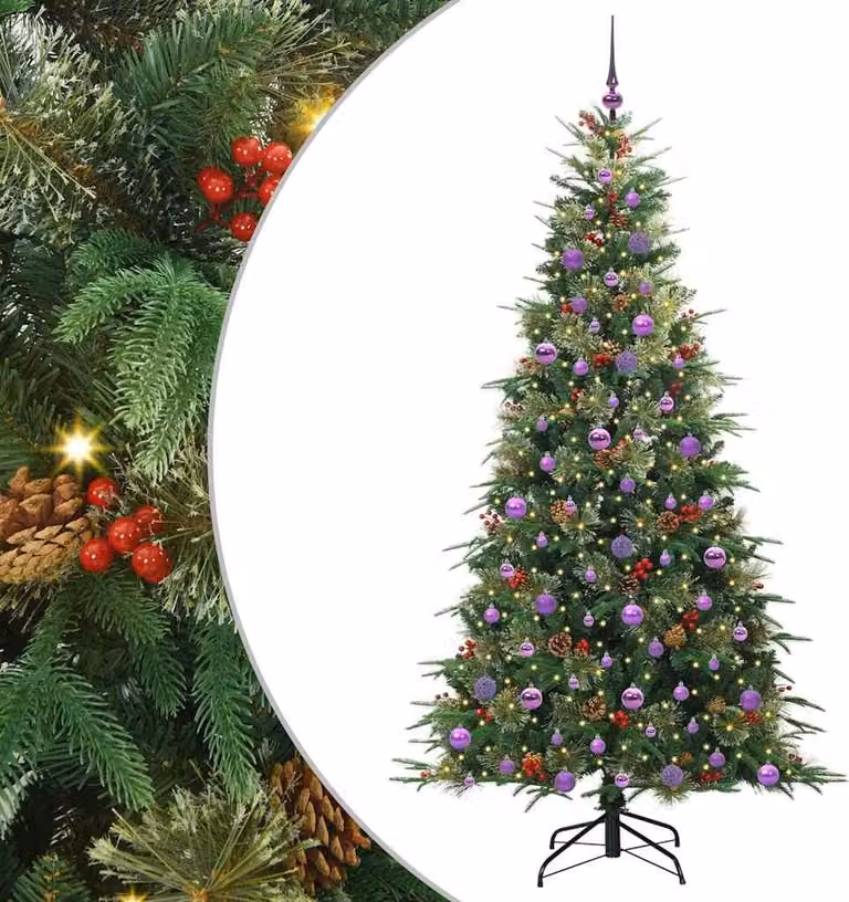 Albero di Natale Artificiale con Rami Pieghevoli Verde 210 cm